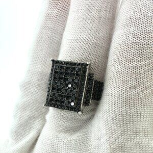 925 Sterling Silver Black Cubic Zirconia Cocktail Ring  Size: 8.25